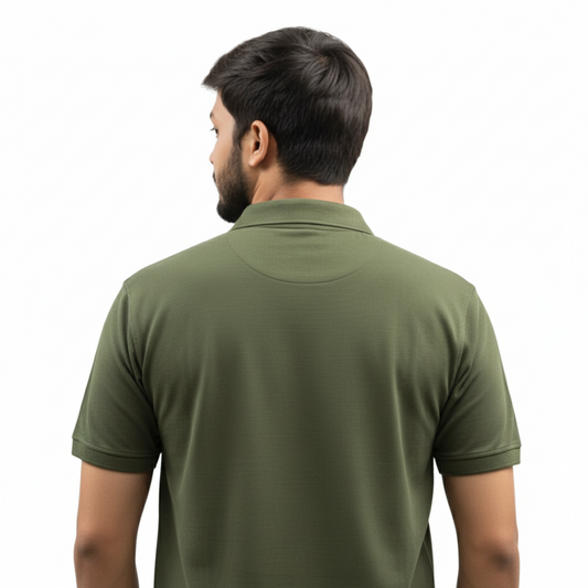 Cotton Pique Polo T-shirt – Olive Green