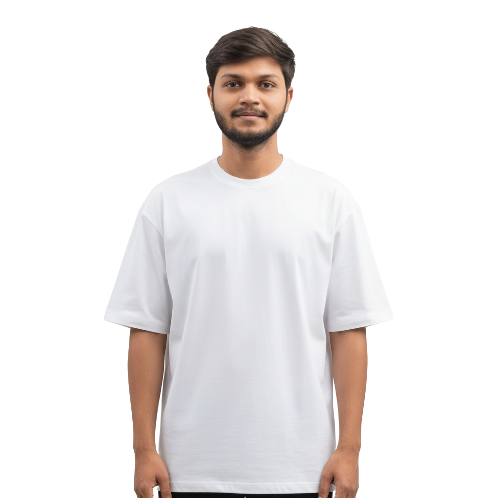 Oversized Plain White Round-Neck T-Shirt – Premium Cotton | Relaxed Fit