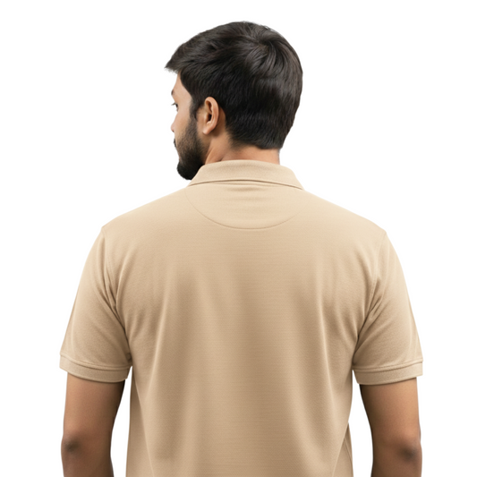 Cotton Pique Polo T-shirt – Beige