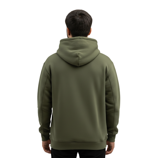 Cargo Quarter-Zip Hoodie – Olive Green