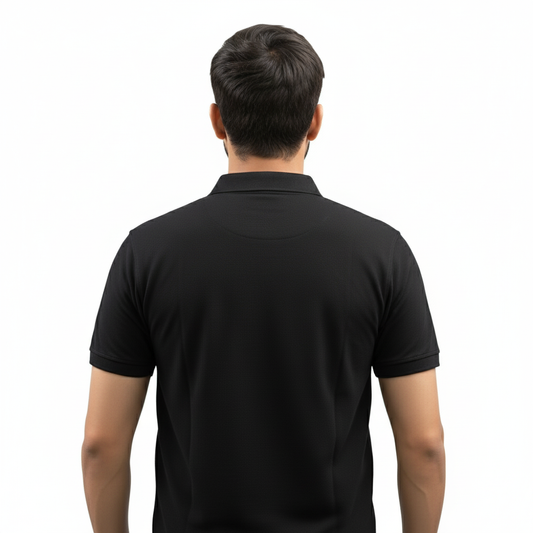 Cotton Pique Polo T-Shirt - Black