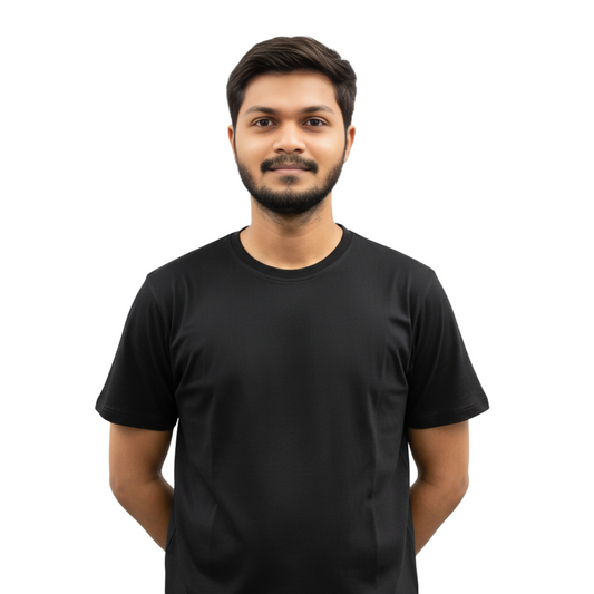 Premium cotton jersey Round Neck, Crew Neck Men’s Essential Black T-Shirt