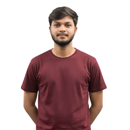 Premium cotton jersey Round Neck, Crew Neck Maroon T-Shirt