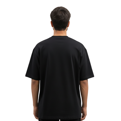 Oversized Plain Black Round-Neck T-Shirt – Premium Cotton | Relaxed Fit
