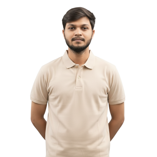 Cotton Pique Polo T-shirt – Beige