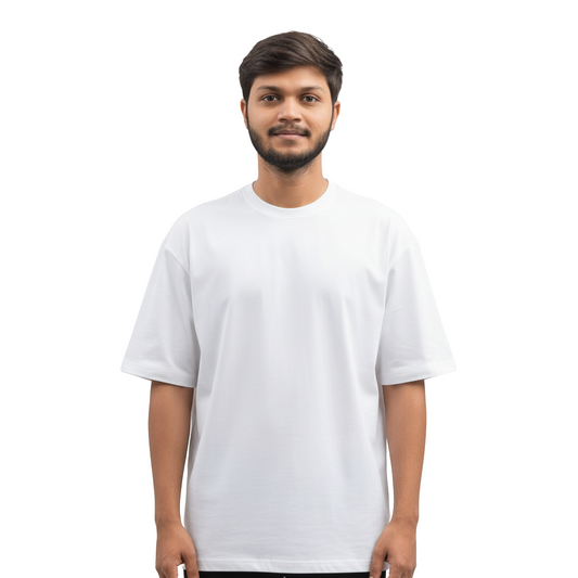 Oversized Plain White Round-Neck T-Shirt – Premium Cotton | Relaxed Fit