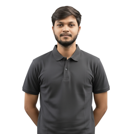 Cotton Pique Polo T-shirt – Charcoal