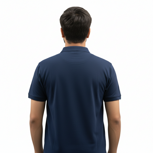 Cotton Pique Polo T-shirt – Navy Blue