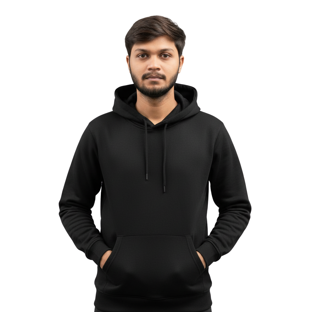 Plain Black Pullover Hoodie – Oversized Unisex | Aleeswear