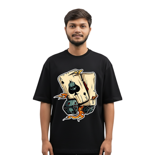 High Roller Luck Tee | Flaming Ace of Spades & Dice T-Shirt