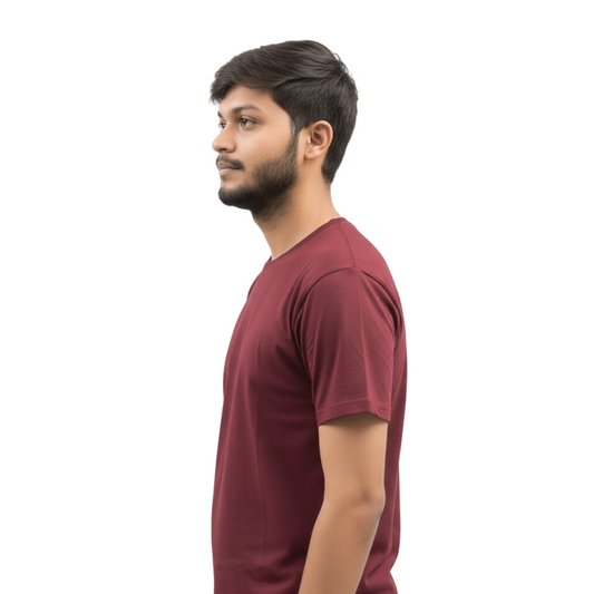 Premium cotton jersey Round Neck, Crew Neck Maroon T-Shirt