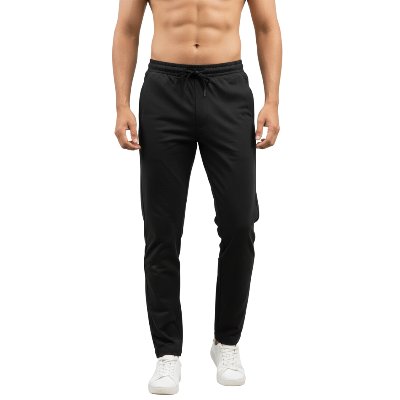 Black Polyster Trouser with zip pockets