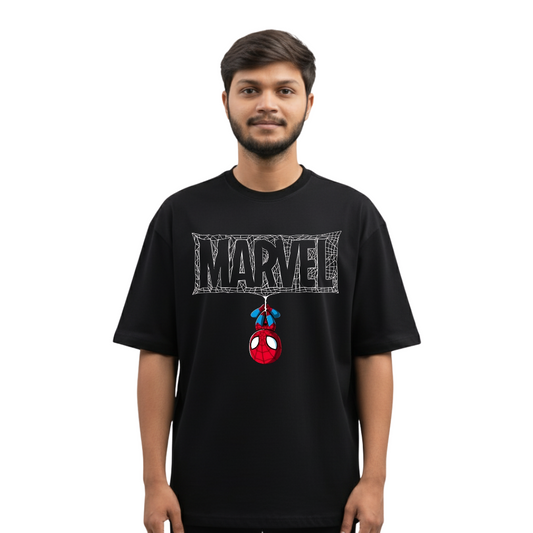 Spider-Man Swings by MARVEL Logo Tee | Cute Web-Slinger T-Shirt