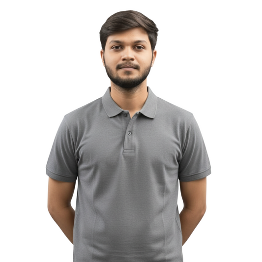 Cotton Pique Polo T-shirt – Grey