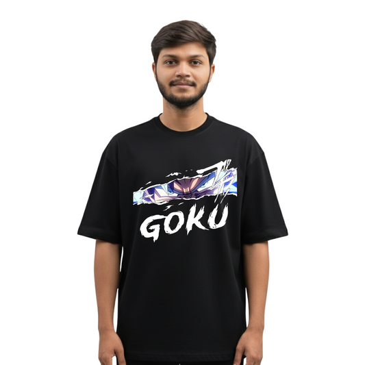 Goku Ultra Instinct Tee | Power Stripe Minimalist Anime T-Shirt