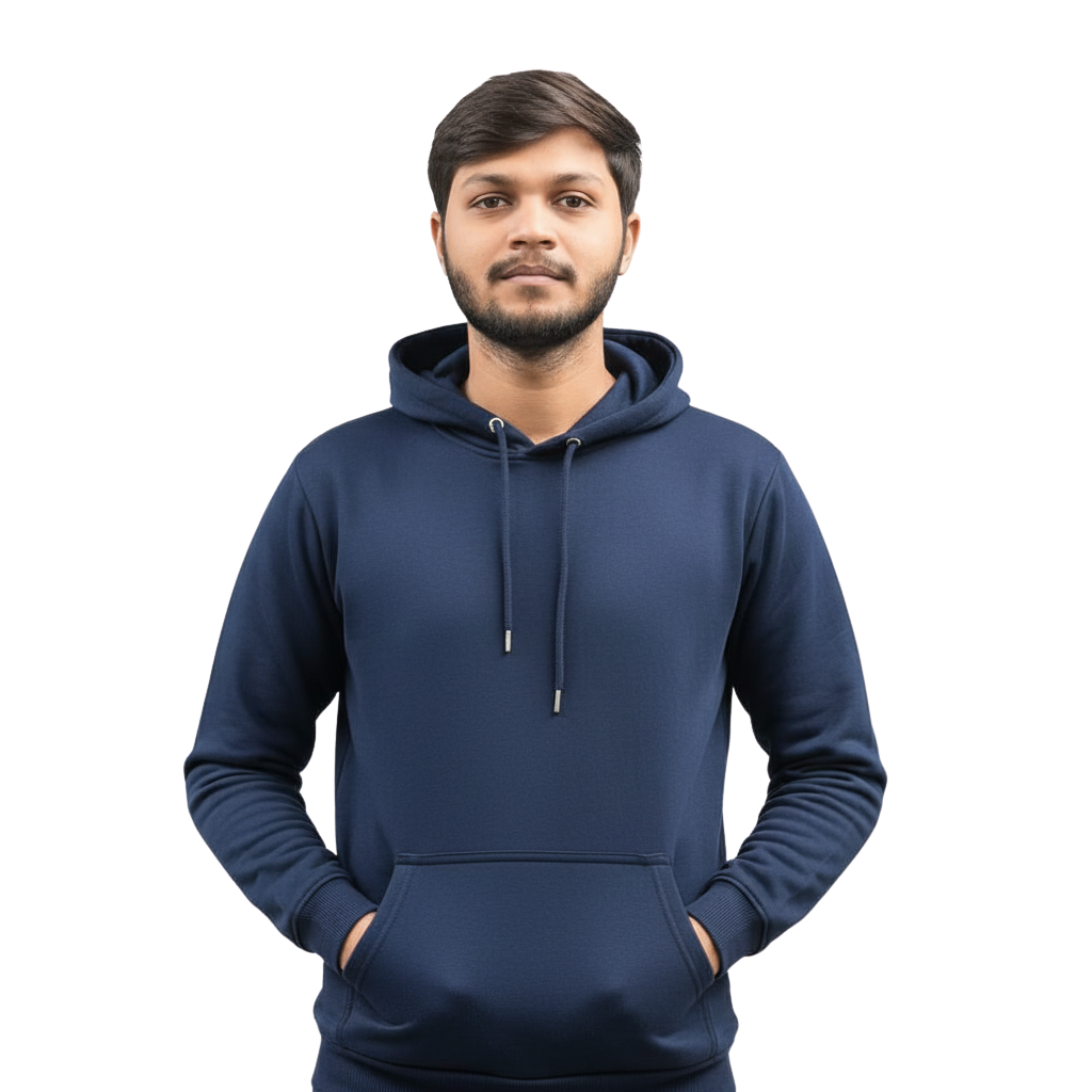 Plain Navy Blue Pullover Hoodie – Oversized Unisex | Aleeswear