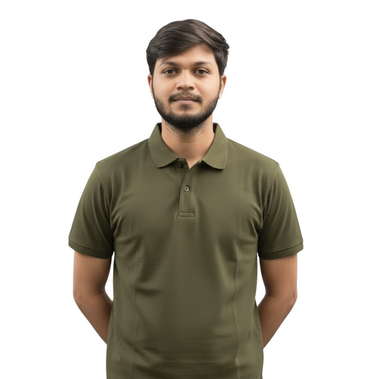 Cotton Pique Polo T-shirt – Olive Green