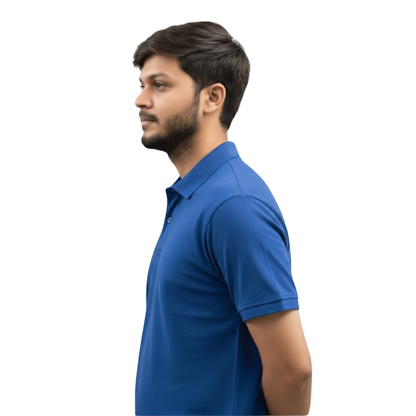 Cotton Pique Polo T-Shirt - Royal Blue