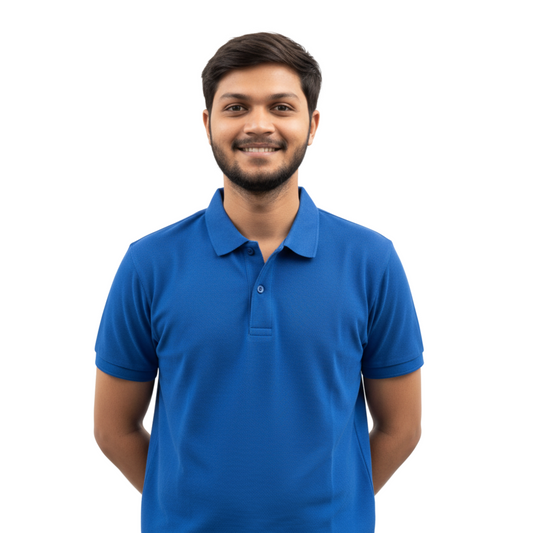 Cotton Pique Polo T-Shirt - Royal Blue
